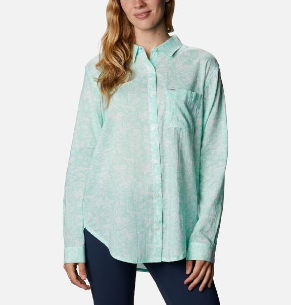 Columbia PFG Sun Drifter II Shirts Green For Women's NZ68024 New Zealand